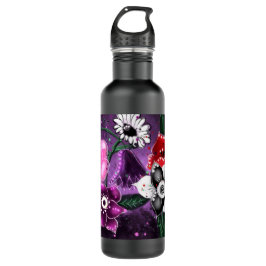 Whimsical Lila Black Pink Daisy Daffodil Edelstahlflasche