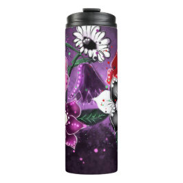 Whimsical Lila Black Pink Daisy Daffodil Thermosbecher