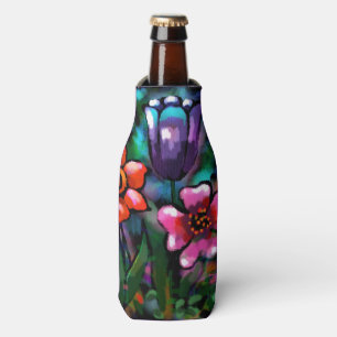 Whimsical Lila Blue Pink Blume Blume Flaschenkühler