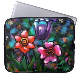 Whimsical Lila Blue Pink Blume Blume Laptopschutzhülle