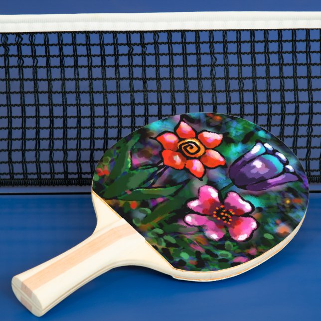 Whimsical Lila Blue Pink Blume Blume Tischtennis Schläger (InSitu)