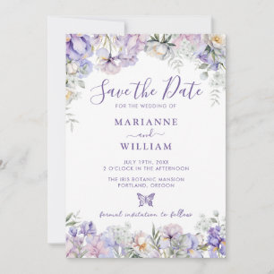 Whimsical Lila Floral Romantic Wedding Save The Date