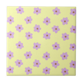 Whimsical Lila & gelb Blume Retro fröhlich Fliese