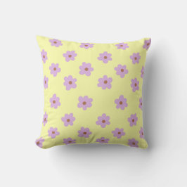 Whimsical Lila & gelb floral Retro, fröhlich, Kissen