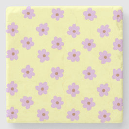Whimsical Lila & gelb floral Retro fröhlich Steinuntersetzer