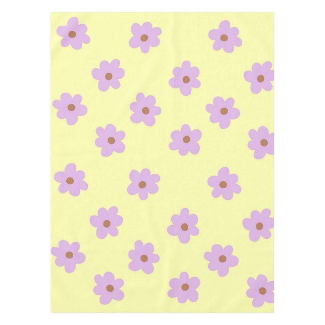Whimsical Lila & gelb floral Retro fröhlich Tischdecke (Vorderseite)
