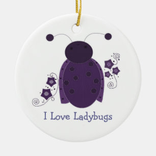 Whimsical Lila Ladybug Keramikornament
