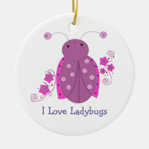 Whimsical Lila Ladybug Keramikornament