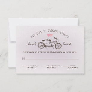 Whimsical Lila Tandem Bicycle RSVP Card Karte