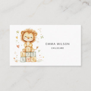Whimsical Lion Cub Chilcare Business Card Visitenkarte