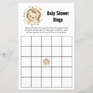 Whimsical Lion King Baby Dusche Jungle Bingo Spiel