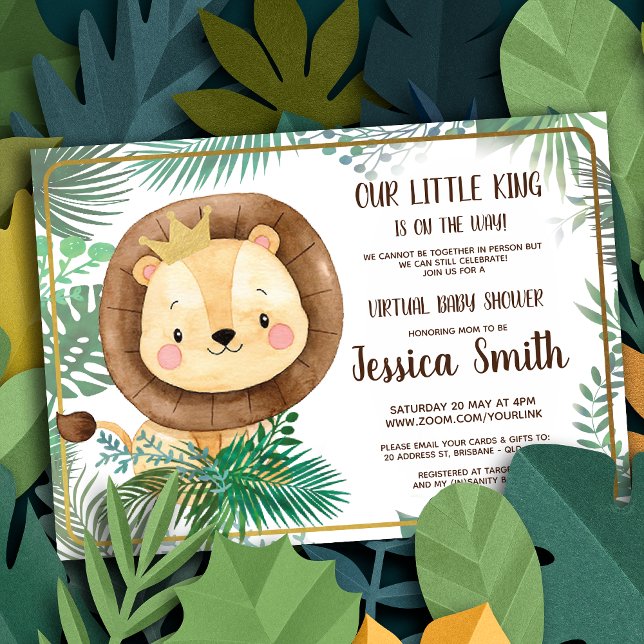 Whimsical Lion Themed Party | Virtual Baby-Dusche Einladung (Von Creator hochgeladen)