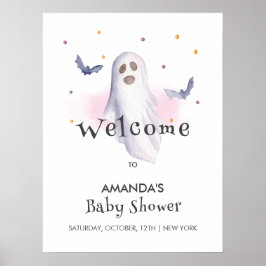 Whimsical Little Boo Halloween Baby Dusche Empfang Poster