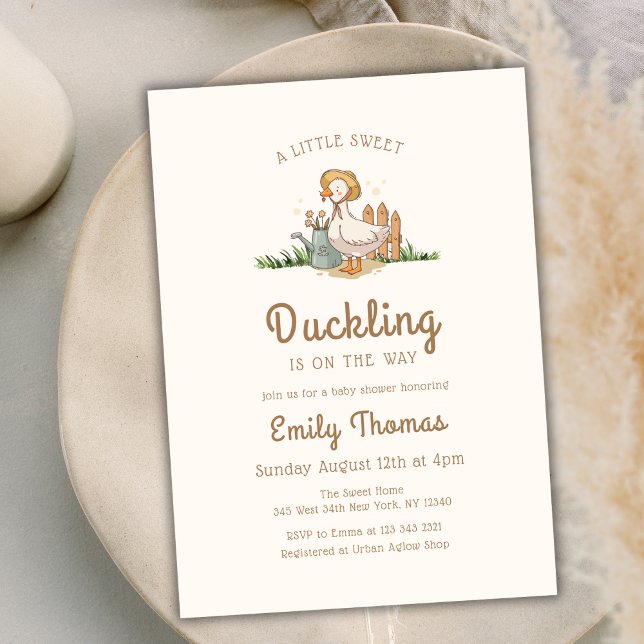 Whimsical Little Duckling Garden Baby Dusche Einladung (Whimsical Little Duckling Garden Baby Shower Invitation)