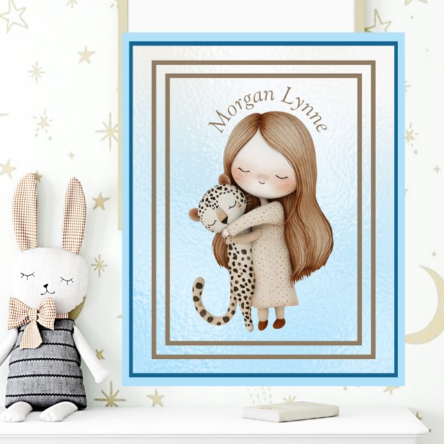 Whimsical Little Girl & Baby Leopard Wall Art Poster (Von Creator hochgeladen)