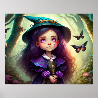 Whimsical Little Girl Lost im Wald Poster