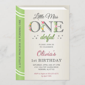 Whimsical Little Miss Onederful 1. Geburtstag Einladung