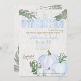 Whimsical Little Pumpkin Blue Boy Baby Dusche Einladung