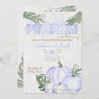 Whimsical Little Pumpkin Violet Girl Babydusche Einladung