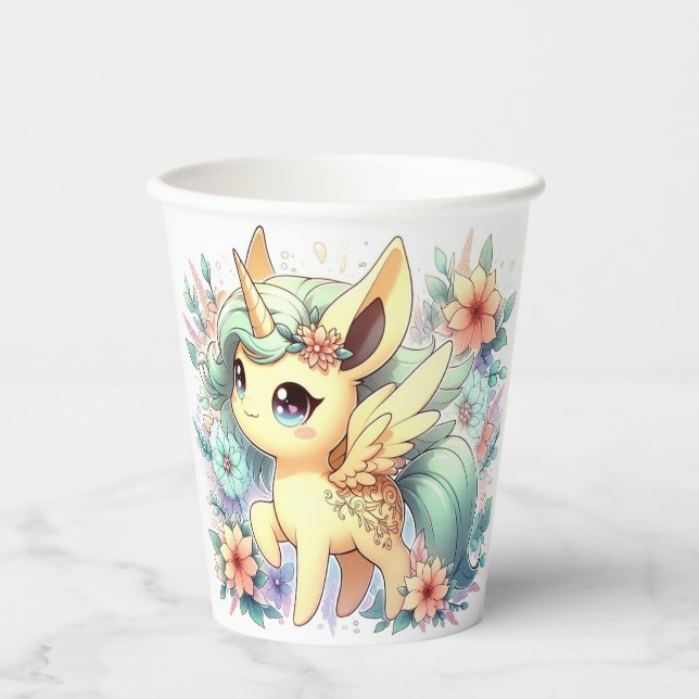 Whimsical Little Unicorn Baby Dusche Pappbecher (Vorderseite)