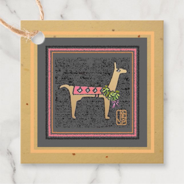 Whimsical Llama Geschenktag Geschenkanhänger (Vorderseite)