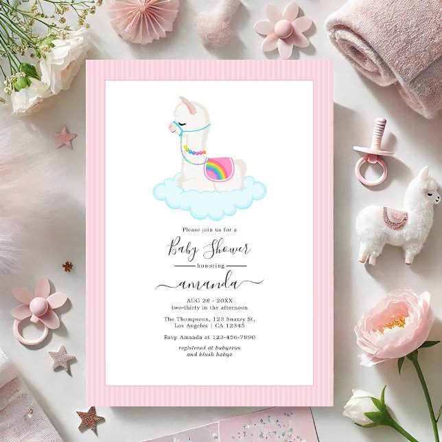 Whimsical Llama Heaven Desert Baby Dusche Einladung (Whimsical Llama Heaven Desert Baby Shower Invitation)