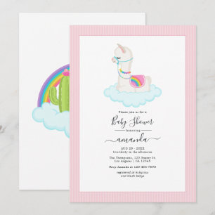 Whimsical Llama Himmel Baby Shower für Mädchen Einladung