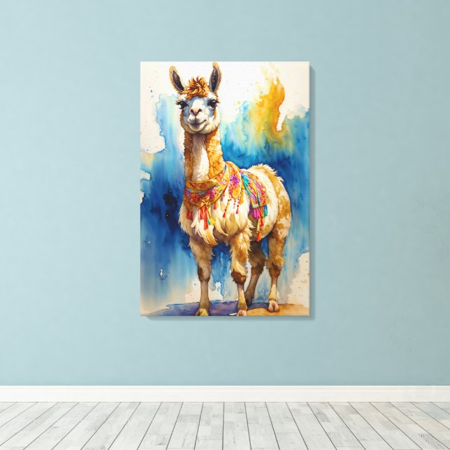 "Whimsical Llama" Leinwanddruck (Insitu (Holzboden))