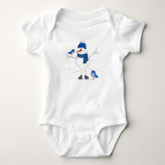 Whimsical Long Legged Snowman Baby Strampler