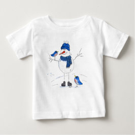 Whimsical Long Legged Snowman Baby T-shirt