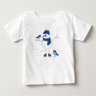 Whimsical Long Legged Snowman Baby T-shirt