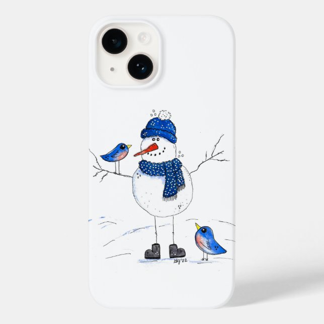 Whimsical Long Legged Snowman Case-Mate iPhone Hülle (Rückseite)