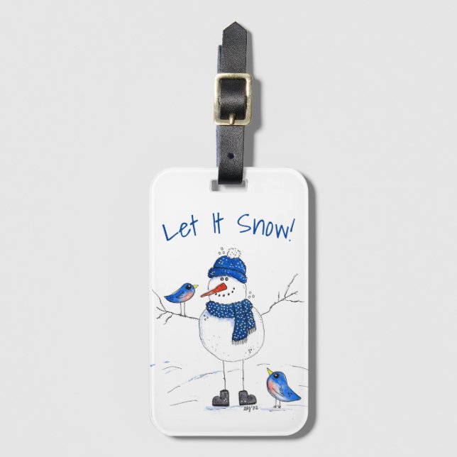 Whimsical Long Legged Snowman Gepäckanhänger (Vorderseite Vertikal)