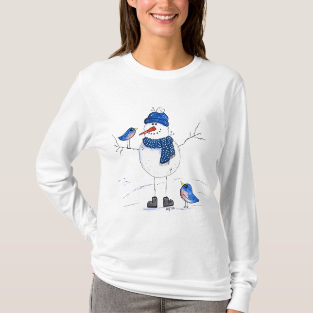 Whimsical Long Legged Snowman T-Shirt (Vorderseite)