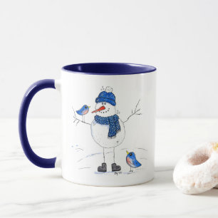Whimsical Long Legged Snowman Tasse
