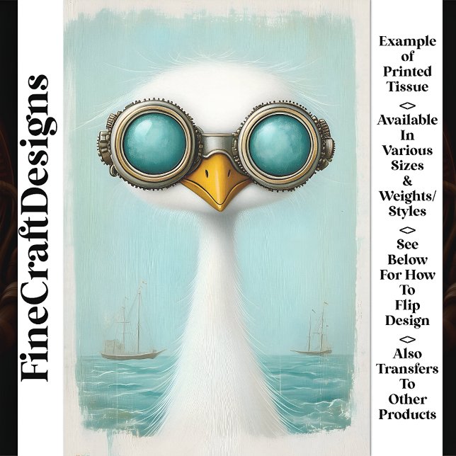 Whimsical Long Neck Bird & Two Boote BS6 Decoupage Seidenpapier (Von Creator hochgeladen)