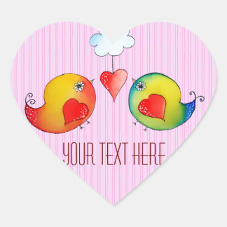 Whimsical Love Birds Anpassbare Sticker