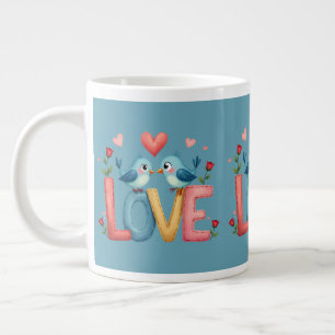Whimsical Love Birds Pastel Cotattcore Art Jumbo-Tasse