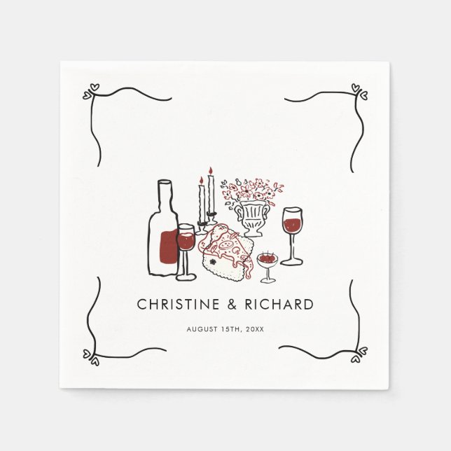 Whimsical Love | Moderne Hochzeit  Serviette (Vorderseite)