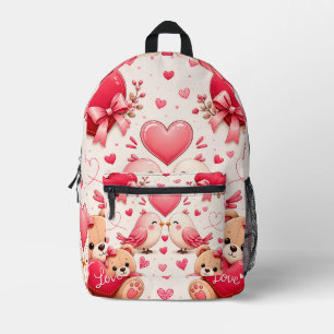 Whimsical Love Pattern Schulranzen - Süßes Geschen Bedruckter Rucksack