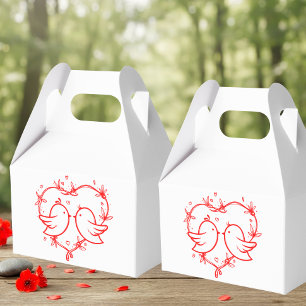 Whimsical Lovebirds Boho Roter Herz Garten Hochzei Geschenkschachtel
