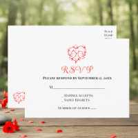 Whimsical Lovebirds Boho Rotes Herz Hochzeit RSVP