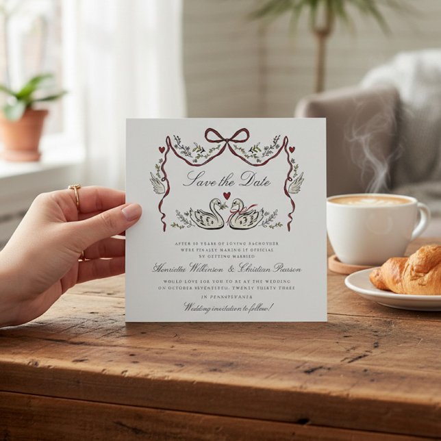 Whimsical Lovebirds Schwan Hochzeit Save the Date (Von Creator hochgeladen)