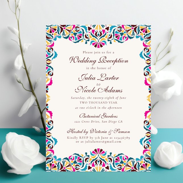 Whimsical Luxury Elfenbein Floral Hochzeitsempfang Einladung (Von Creator hochgeladen)