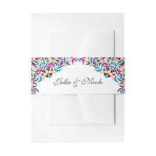 Whimsical Luxus Elfenbein Blumenstrauß Hochzeit Einladungsbanderole