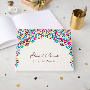 Whimsical Luxus Elfenbein Blumenstrauß Hochzeit Gästebuch