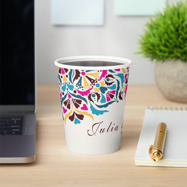 Whimsical Luxus Elfenbein Blumenstrauß Hochzeit Pappbecher (InSitu)