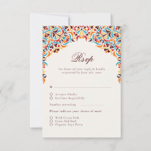 Whimsical Luxus Elfenbein Blumenstrauß Hochzeit RSVP Karte