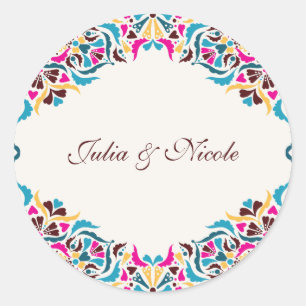 Whimsical Luxus Elfenbein Blumenstrauß Hochzeit Runder Aufkleber