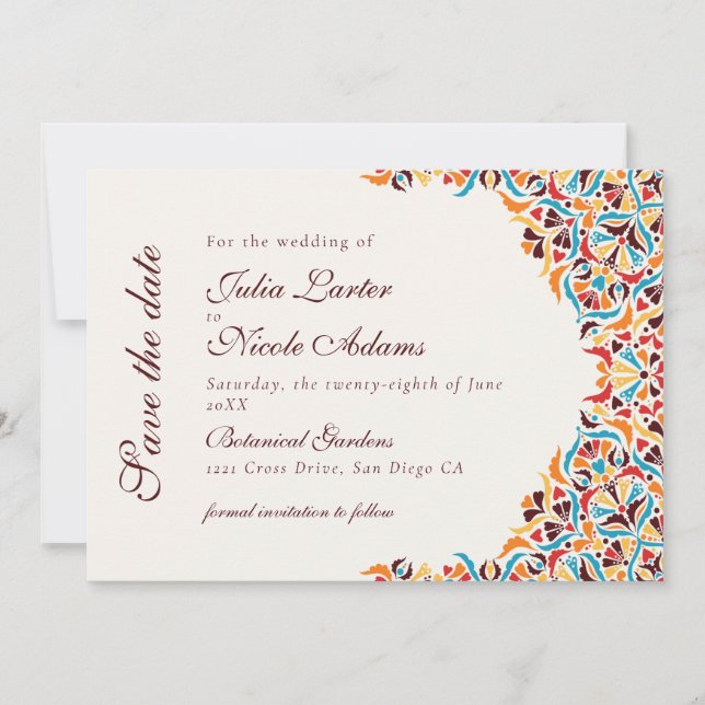 Whimsical Luxus Elfenbein Blumenstrauß Hochzeit Save The Date (Vorderseite)